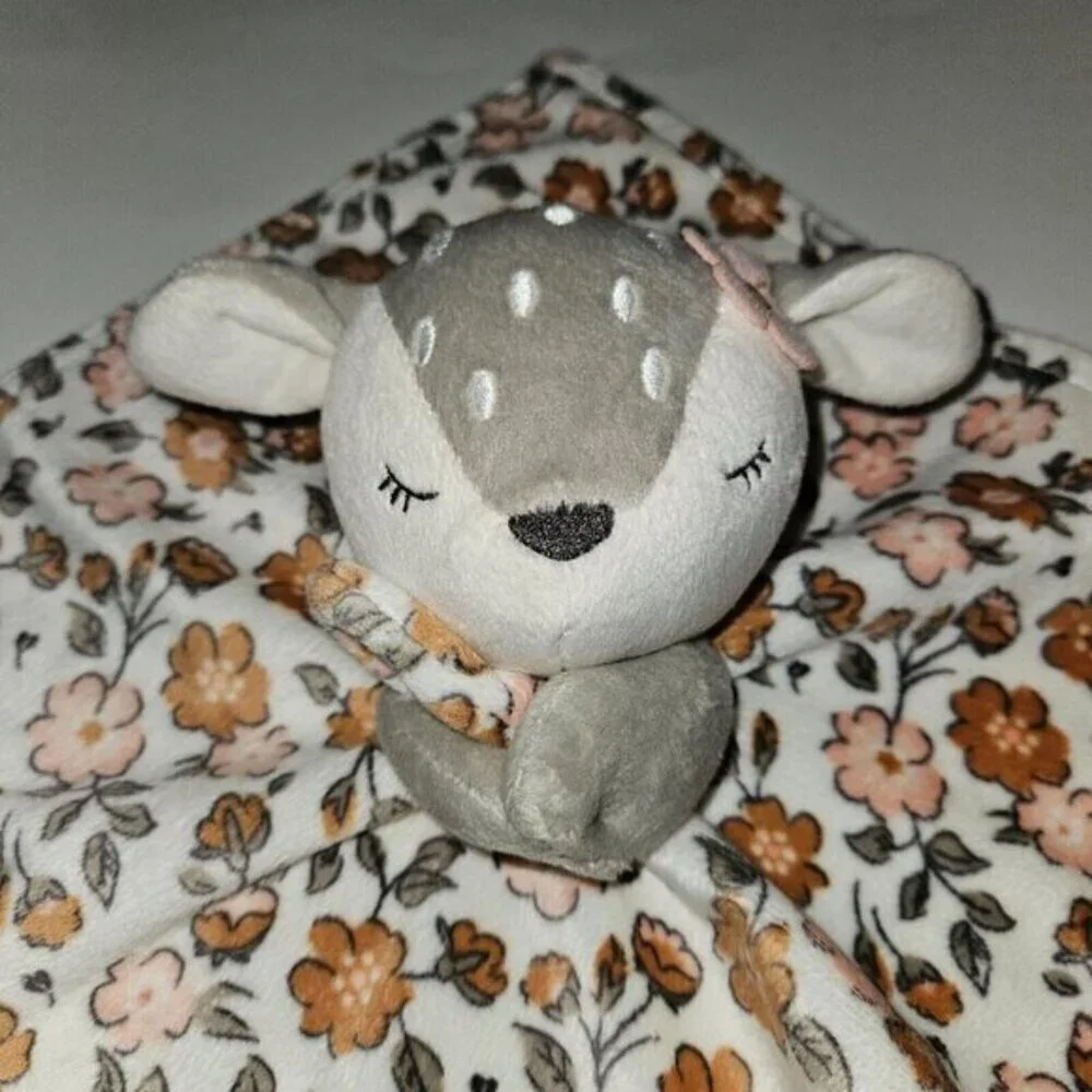 Gerber Modern Moments Fawn Deer Lovey Plush Baby Toy Pink Brown Flowers